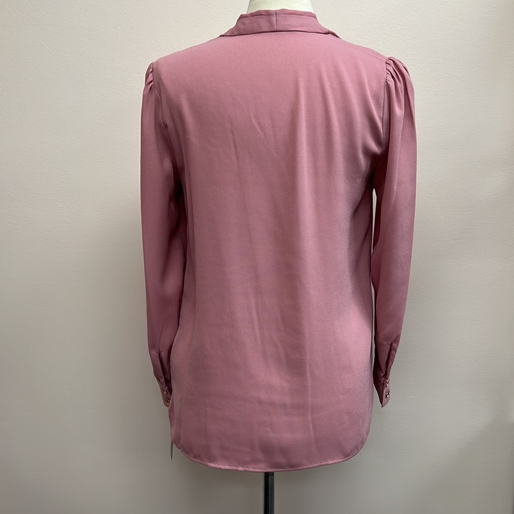 Tahari Long Sleeve Button Down Blouse in Makeup Pink - Picture 3 of 9
